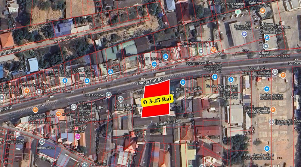 Commercial Red Zone Land for Sale on Thepprasit-1 EP0038 | Commercial Red Zone Land for Sale on Thepprasit