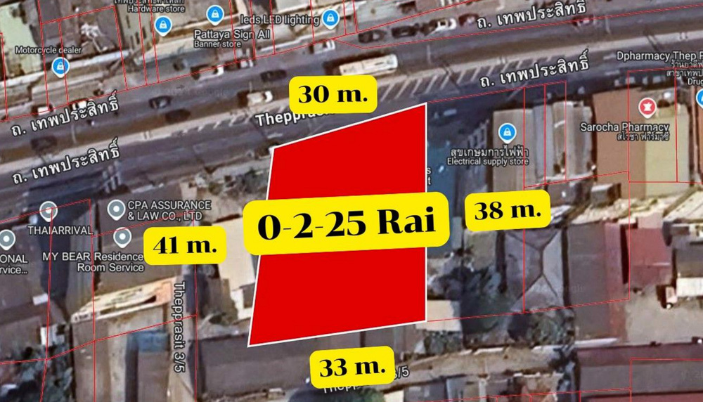 Commercial Red Zone Land for Sale on Thepprasit-2 EP0038 | Commercial Red Zone Land for Sale on Thepprasit