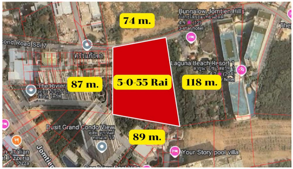 EP0126 | 5-Rai Land for Sale on Jomtien Second Road